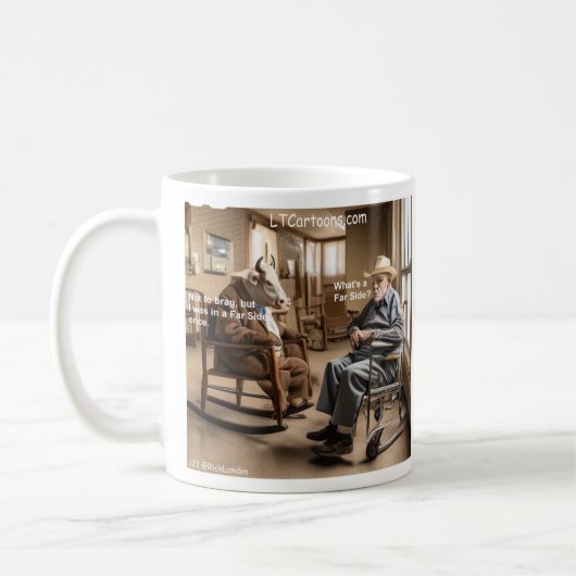 リック・ロンドン退職 Far Side 牛 は自慢好き コーヒーマグカップ (左)