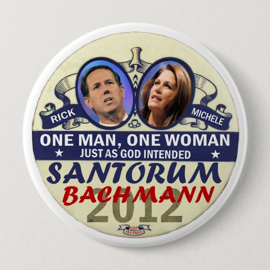 リックSantorumおよび2012年にミケーレBachmann 缶バッジ (正面)