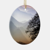 リッジの青いパークウェイからの煙山の日没 セラミックオーナメント (右)