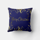 リッチなウルトラエレガントーと豪華なクリスマス金ゴールドとブルー クッション (裏面)