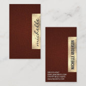 リッチなレザーテクスチャ |金箔幾何学模様 名刺 (正面/裏面)