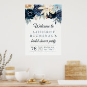 リッチウィンターブルーブライダルシャワーウェルカムサイン ポスター (キッチン)