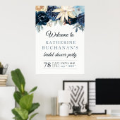 リッチウィンターブルーブライダルシャワーウェルカムサイン ポスター (ホームオフィス)