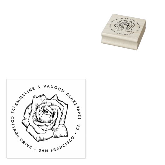 リッチエレガントバラブロッサム差出人住所植物学 ラバースタンプ (押印)