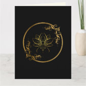 リッチエレガント金ゴールドロータスフラワー伝統的インディアン カード (正面)