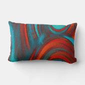 リッチオレンジティール（緑がかった色）ミックス抽象芸術 モダン ランバークッション (裏面)