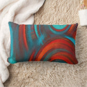 リッチオレンジティール（緑がかった色）ミックス抽象芸術 モダン ランバークッション (ブランケット)