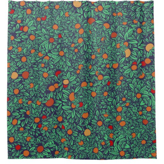 リッチオーチャード:ヴィンテージツリーパターン。 シャワーカーテン (正面)