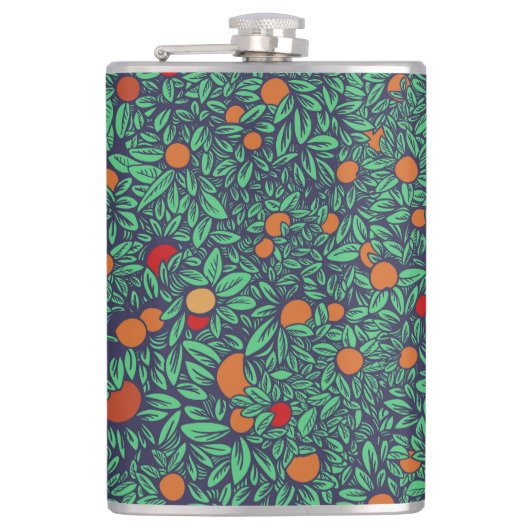 リッチオーチャード：ヴィンテージツリーパターン。 フラスク (正面)