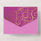 リッチカラーと金ゴールド結婚の オールインワン招待状 (裏面)