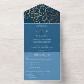 リッチカラーと金ゴールド結婚の オールインワン招待状 (内側)