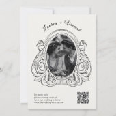 リッチクラシックヴィンテージフローラQRコード結婚の写真 招待状 (裏面)