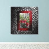 リッチグフェイクレーレザーコレクション – 赤フローラデシ キャンバスプリント (インサイチュ (ウッドフロア))