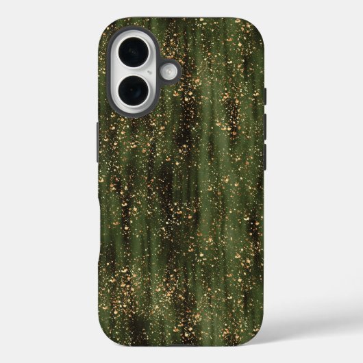 リッチグリーンと金ゴールド抽象芸術の輝きパターン Case-Mate iPhoneケース (裏面)