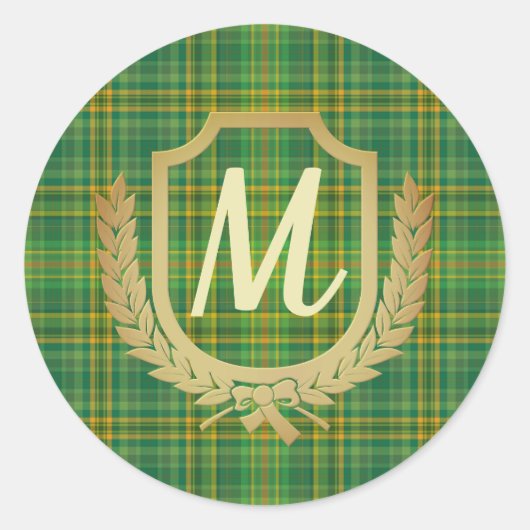 リッチグリーンタータンチェック（格子状）カスタム ラウンドシール (正面)