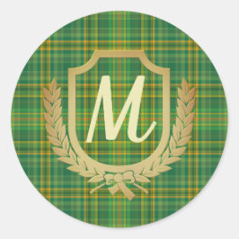 リッチグリーンタータンチェック(格子状)カスタム ラウンドシール