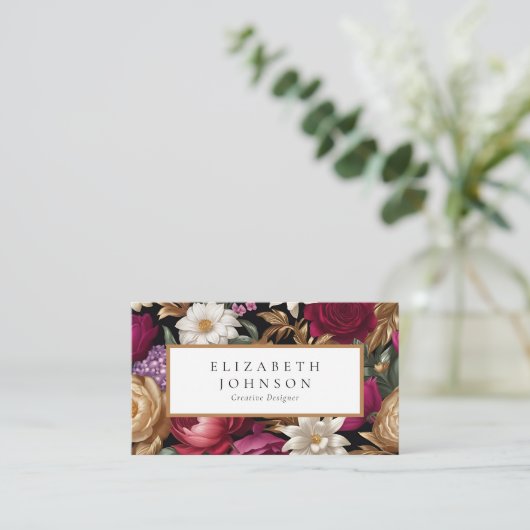 リッチゴールズと鮮やかフローラデザイン 名刺 (スタンド正面)