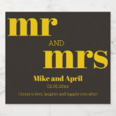 リッチゴールデン結婚インブラックテーマ スパークリングワインラベル (シングルラベル)