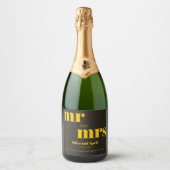 リッチゴールデン結婚インブラックテーマ スパークリングワインラベル (正面)