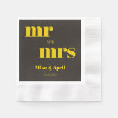 リッチゴールデン結婚インブラックテーマ 縁ありカクテルナプキン (正面)