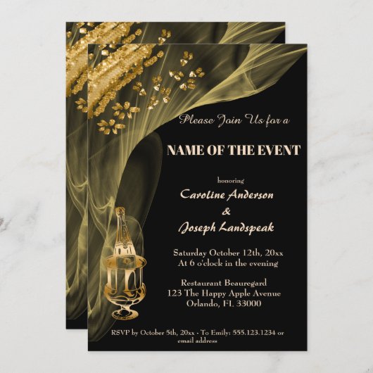 リッチゴールドナゲットをシャンパンのアイスバックでお届けします。 招待状 (正面/裏面)