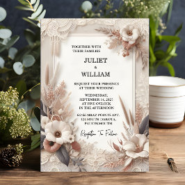 リッチサテンファブリックベルベットレースリネン結婚紙 招待状