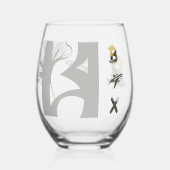 リッチステムレスワイングラス抽象芸術ブラック金ゴールド ステムなしワイングラス (正面)