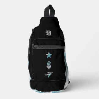 リッチスリングバッグトレンド抽象芸術ブルー海 スリングバッグ