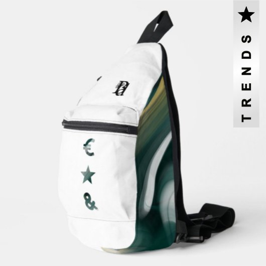 リッチスリングバッグトレンド抽象芸術白黒グリーン スリングバッグ