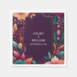 リッチソフトティール（緑がかった色）秋ジェムはっきりしたジュエルト結婚ーン スタンダードカクテルナプキン