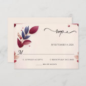 リッチソフトティール(緑がかった色)秋ジェムはっきりしたジュエルト結婚ーン 出欠カード (正面/裏面)