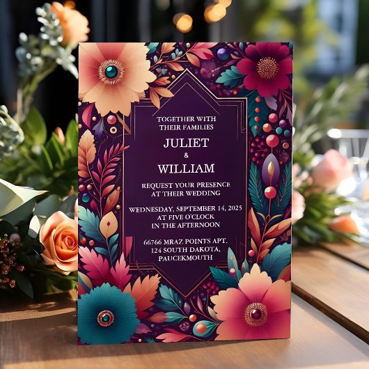 リッチソフトティール(緑がかった色)秋ジェムはっきりしたジュエルト結婚ーン 招待状