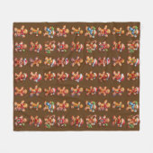 リッチダークブラウンのクリスマスのジンジャーブレッドマン フリースブランケット (正面(横))