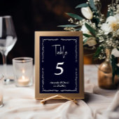 リッチダークブルー結婚ブラックのテーブル番号カード テーブルナンバー