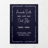 リッチダークブルー結婚ブラック 三つ折り招待状 (カバー)