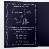 リッチダークブルー結婚ブラック 三つ折り招待状 (内部最初)