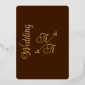 リッチチョコレートブラウン無地のカラー金箔 箔招待状 (正面)