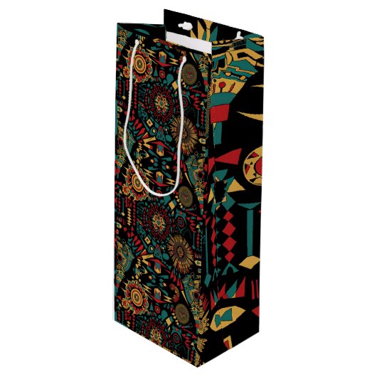 リッチティール(緑がかった色)「伝統パターインスパイアン」フェスティバル勝利 ワインギフトバッグ (正面アングル)