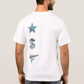 リッチバックプリントTシャツ傾向抽象芸術ブルー海 Tシャツ (裏面)