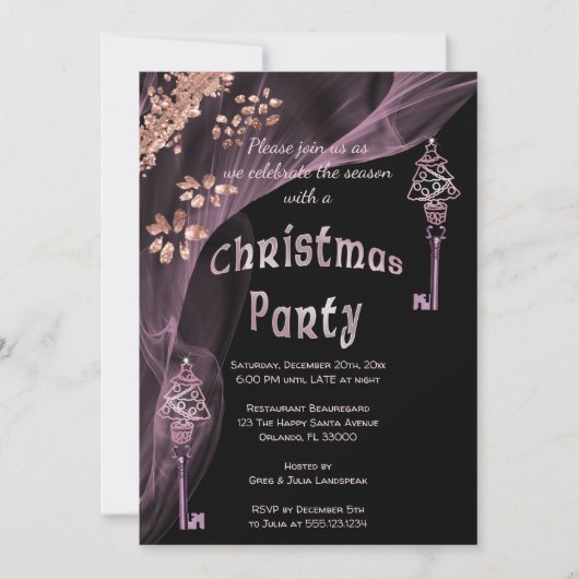 リッチバラ金ゴールドナゲツウィンタークリスマスツリー鍵 招待状 (正面)