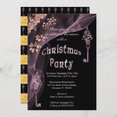 リッチバラ金ゴールドナゲツウィンタークリスマスツリー鍵 招待状 (正面/裏面)