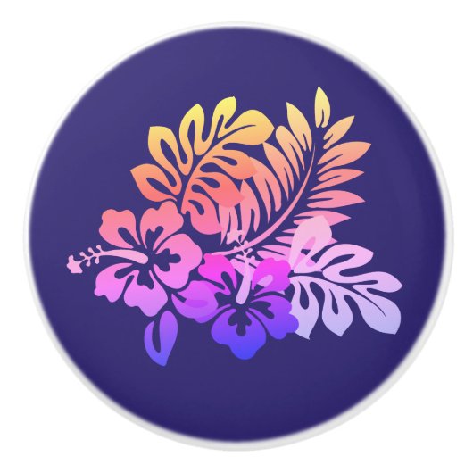 リッチパープルフローラハイビスカス セラミックノブ (正面)