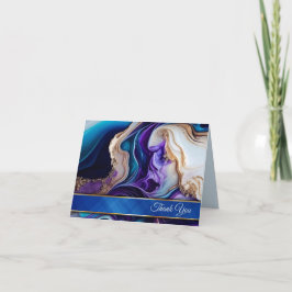 リッチパープルメタリック王室の金ゴールドブルー&アクア サンキューカード