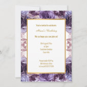 リッチパープル薄紫ホワイトフローラスタイル誕生日 招待状 (正面)