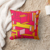 リッチピンクとイエローの装飾用クッション クッション (ブランケット)