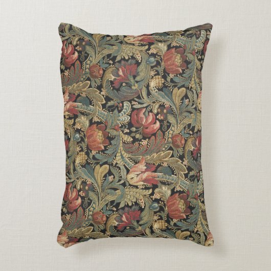 リッチフローラタペストリーブロケードアンティーククラシック アクセントクッション (正面(垂直))