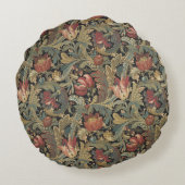 リッチフローラタペストリーブロケードアンティーククラシック ラウンドクッション (裏面)