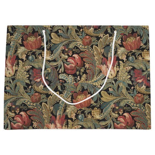 リッチフローラタペストリーブロケードアンティーククラシック ラージペーパーバッグ (正面)