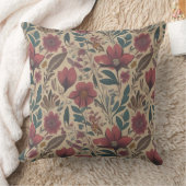 リッチフローラマルーンティール（緑がかった色）ヴィンテージパターンデザイン クッション (ブランケット)