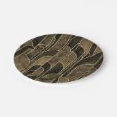 リッチブラウンおよび金ゴールドアールデコパターン ペーパープレート (アングル)